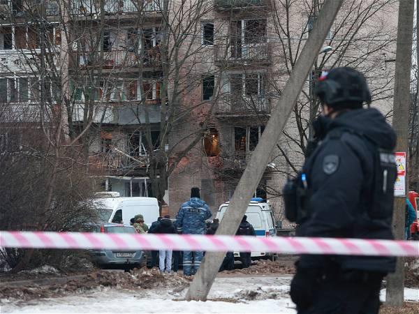 Drone crash damages an apartment building in St Petersburg, Russia state media says